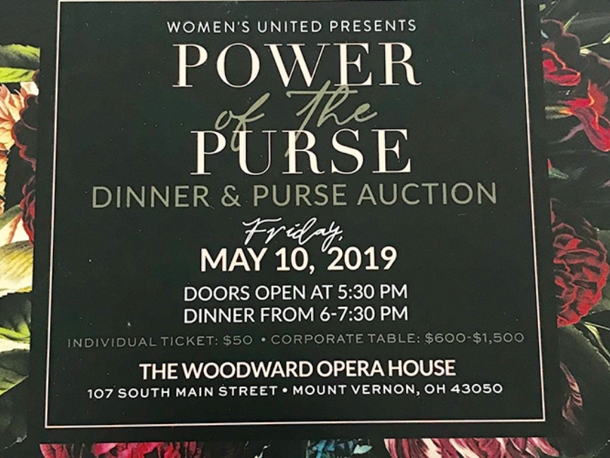 Power of the Purse dinner and auction sign